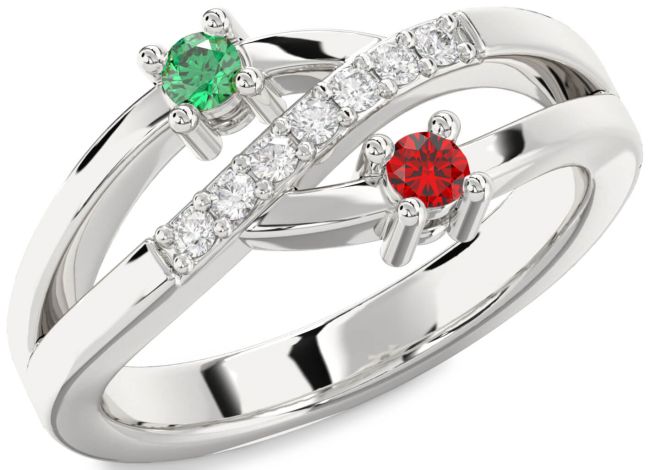 Diamond Silver Round Two Stone Promise Ring