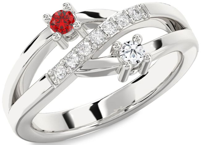 Diamond Silver Round Two Stone Promise Ring