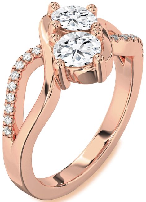 Lab Diamond Rose Gold Round Two Stone Ring