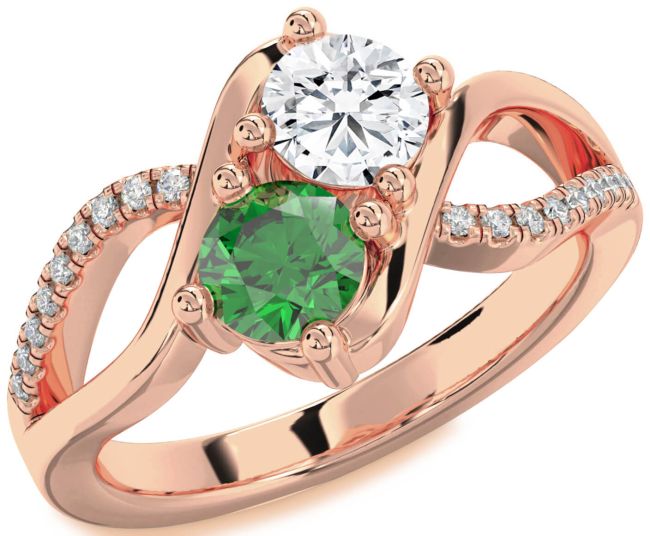 Diamond Rose Gold Round Two Stone Promise Ring