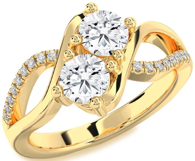 Diamond Gold Round Two Stone Ring