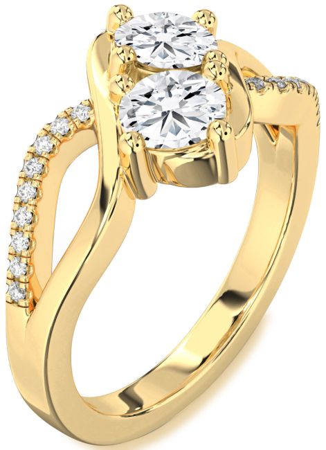 Lab Diamond Gold Round Two Stone Ring