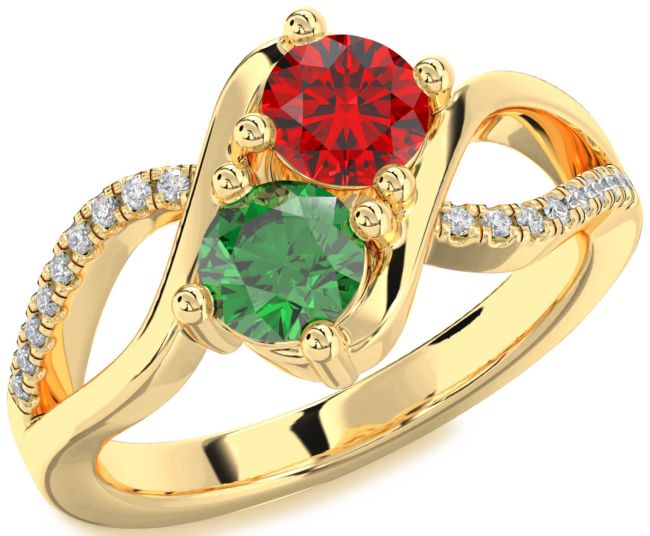 Diamond Gold Round Two Stone Promise Ring