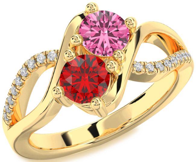 Diamond Gold Round Two Stone Promise Ring