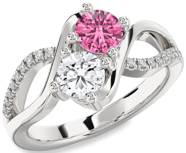Diamond Silver Round Two Stone Promise Ring