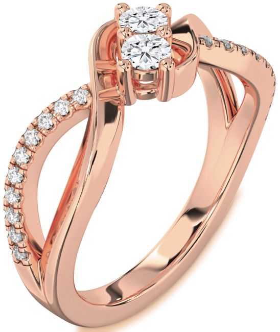 Lab Diamond Rose Gold Round Two Stone Ring