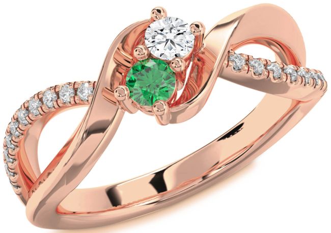 Diamond Rose Gold Round Two Stone Promise Ring