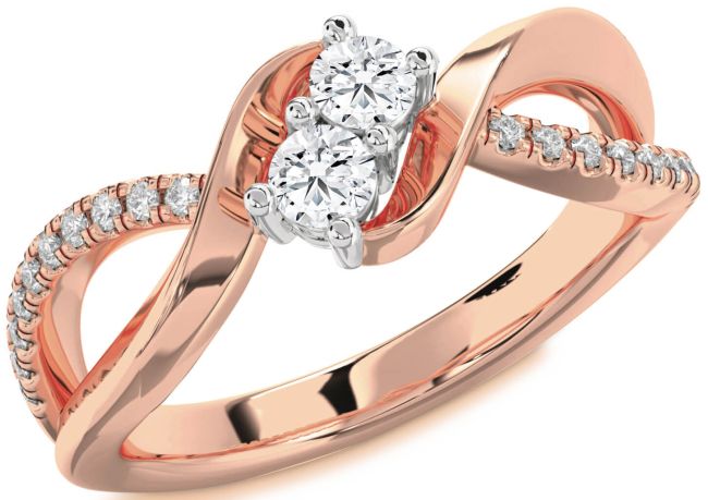 Diamond White Rose Gold Round Two Stone Ring