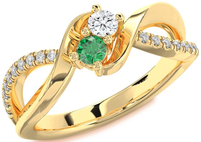 Diamond Gold Round Two Stone Promise Ring