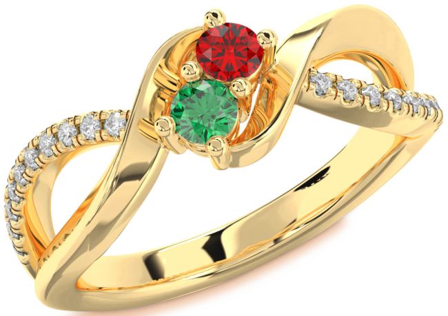 Diamond Gold Round Two Stone Promise Ring
