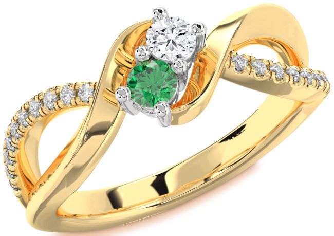 Diamond Gold Silver Round Two Stone Promise Ring