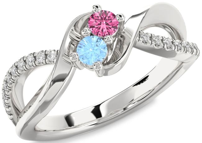 Diamond White Gold Round Two Stone Promise Ring