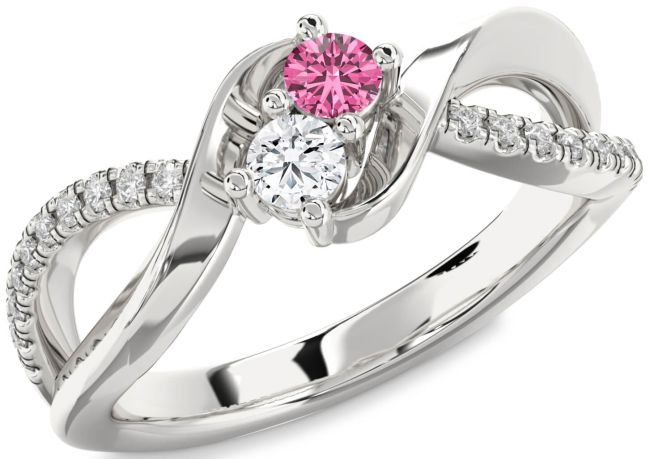 Diamond Silver Round Two Stone Promise Ring