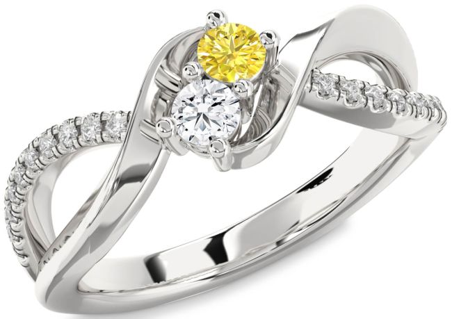 Diamond Silver Round Two Stone Promise Ring