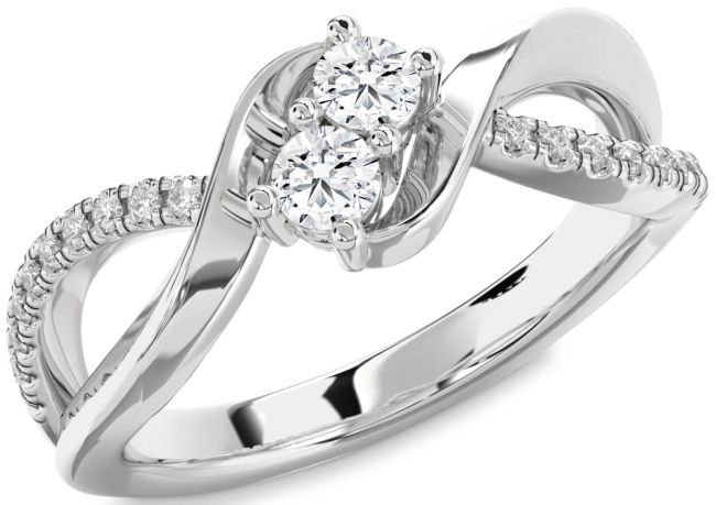 Diamond Platinum Round Two Stone Ring