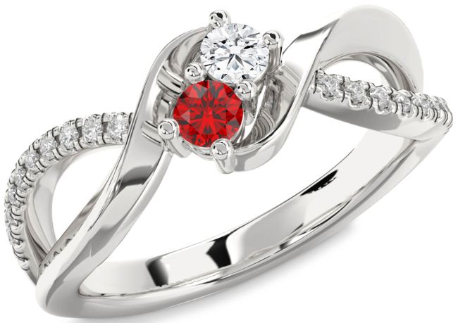 Diamond Silver Round Two Stone Promise Ring