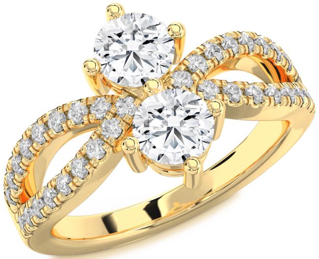 Diamond Gold Round Two Stone Ring