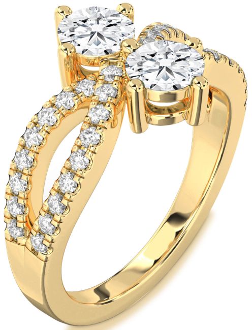 Lab Diamond Gold Round Two Stone Ring
