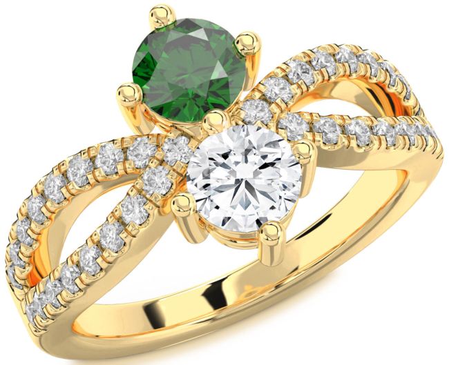 Diamond Gold Round Two Stone Promise Ring
