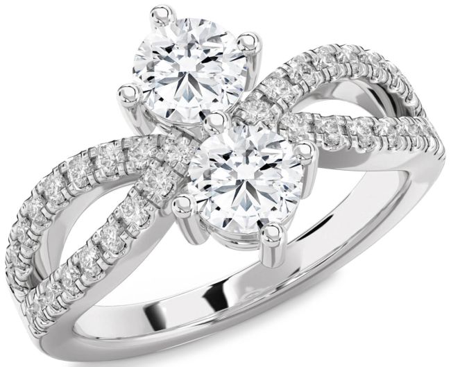Diamond Platinum Round Two Stone Ring