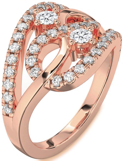 Lab Diamond Rose Gold Infinity Round Two Stone Ring