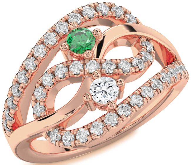 Diamond Rose Gold Infinity Round Two Stone Promise Ring