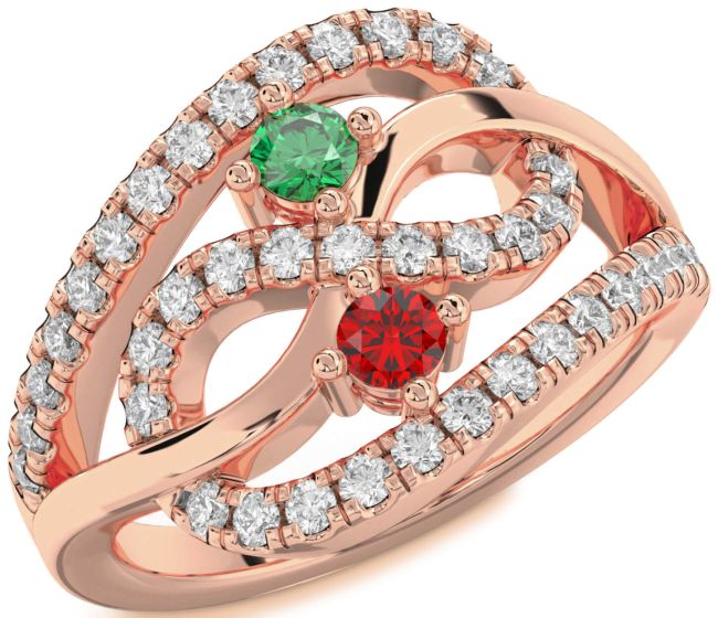 Diamond Rose Gold Infinity Round Two Stone Promise Ring
