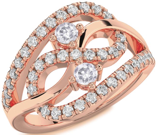 Salt & Pepper Diamond Rose Gold Infinity Round Two Stone Ring