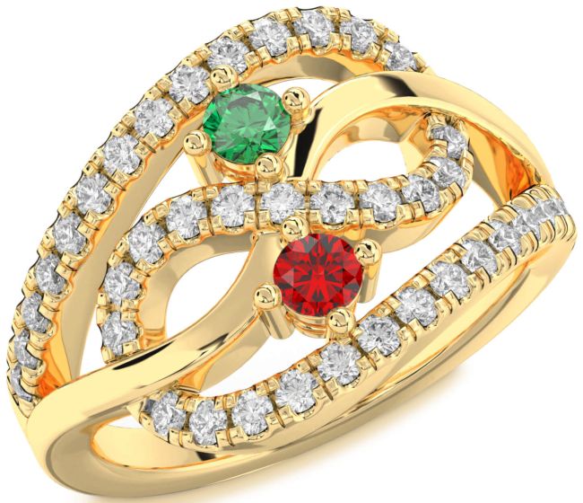 Diamond Gold Infinity Round Two Stone Promise Ring