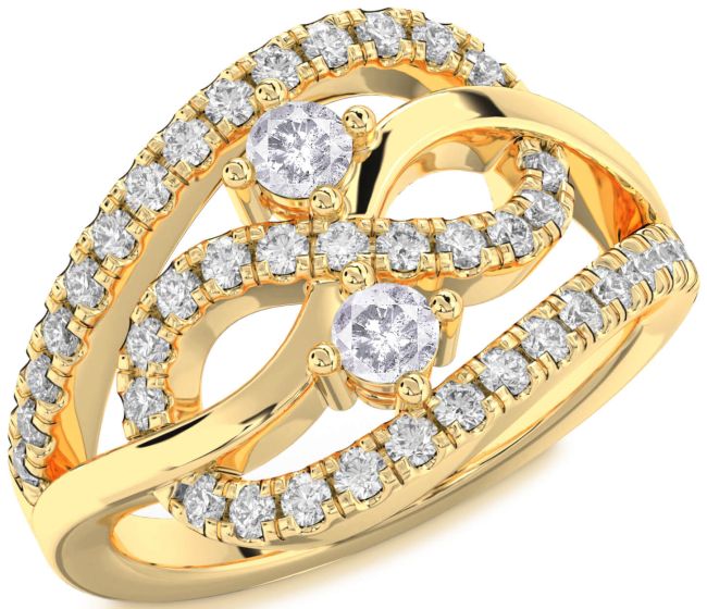 Salt & Pepper Diamond Gold Infinity Round Two Stone Ring