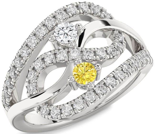 Diamond Silver Infinity Round Two Stone Promise Ring