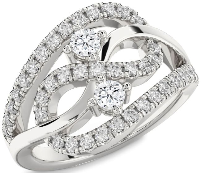 Diamond White Gold Infinity Round Two Stone Ring