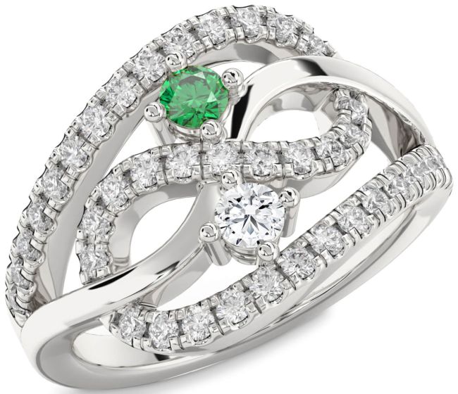 Diamond Silver Infinity Round Two Stone Promise Ring