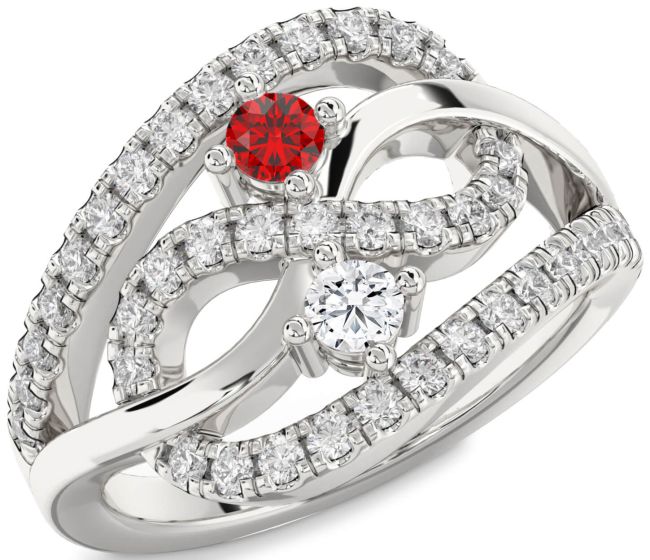 Diamond Silver Infinity Round Two Stone Promise Ring