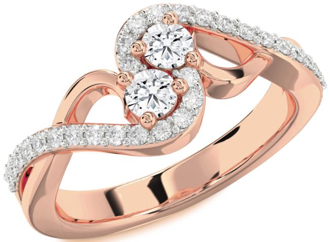 Diamond Rose Gold Round Two Stone Ring