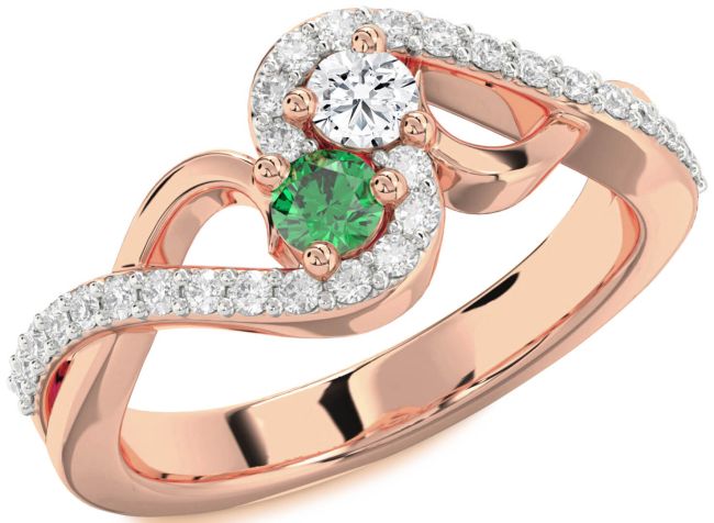 Diamond Rose Gold Round Two Stone Promise Ring