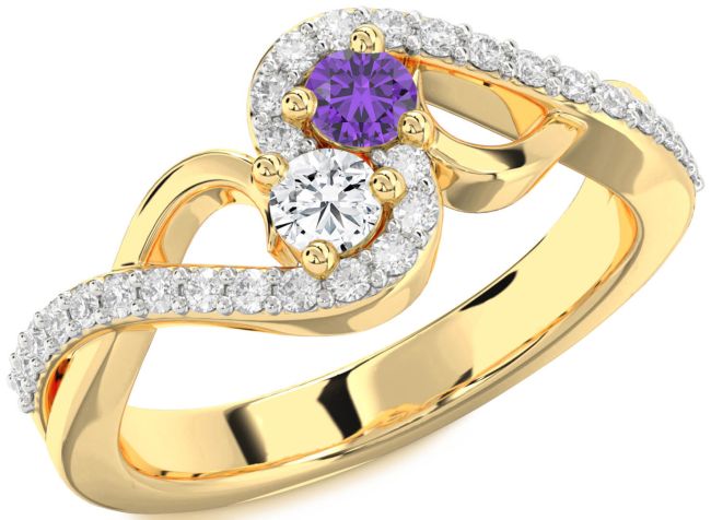 Diamond Gold Round Two Stone Promise Ring