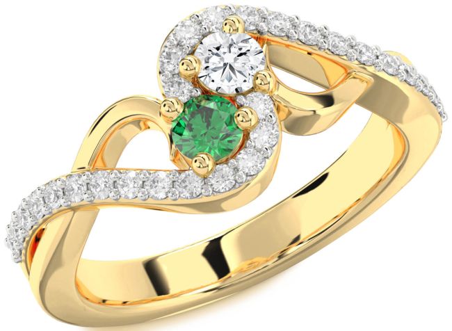 Diamond Gold Round Two Stone Promise Ring