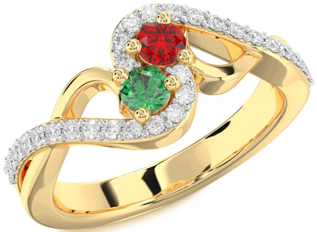 Diamond Gold Round Two Stone Promise Ring