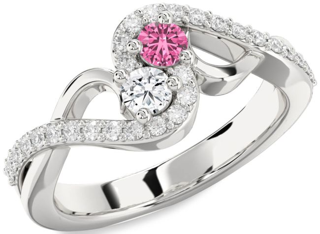 Diamond Silver Round Two Stone Promise Ring