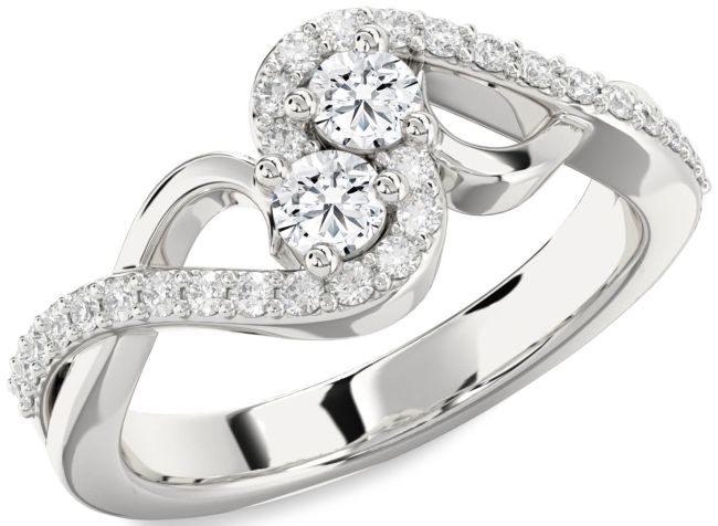 Diamond Platinum Round Two Stone Ring
