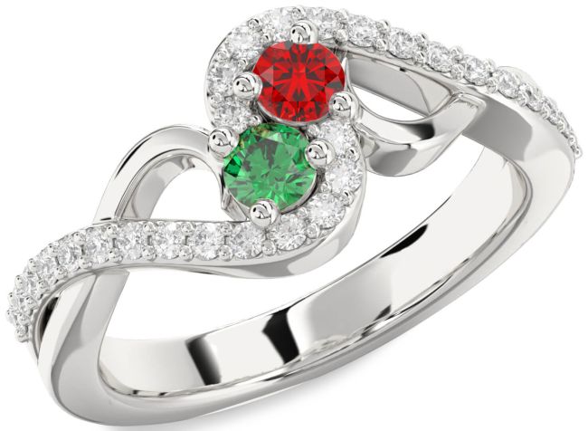 Diamond Silver Round Two Stone Promise Ring