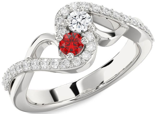 Diamond Silver Round Two Stone Promise Ring