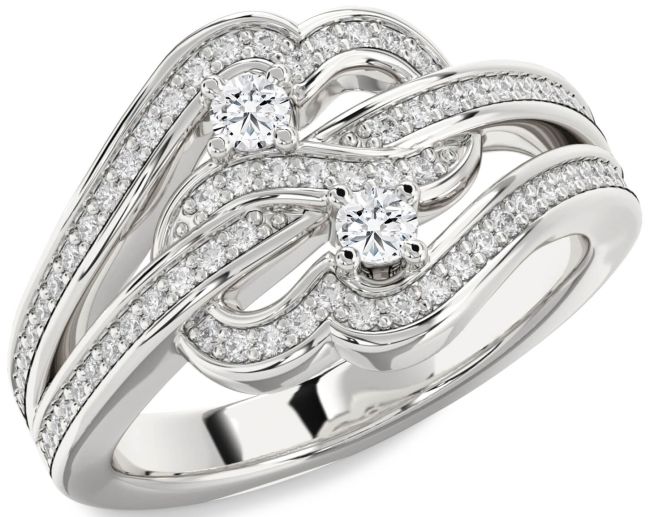 Diamond White Gold Round Two Stone Pave Ring