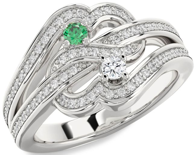 Diamond Silver Round Two Stone Pave Promise Ring