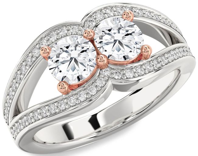Diamond Platinum & Rose Gold Round Two Stone Ring