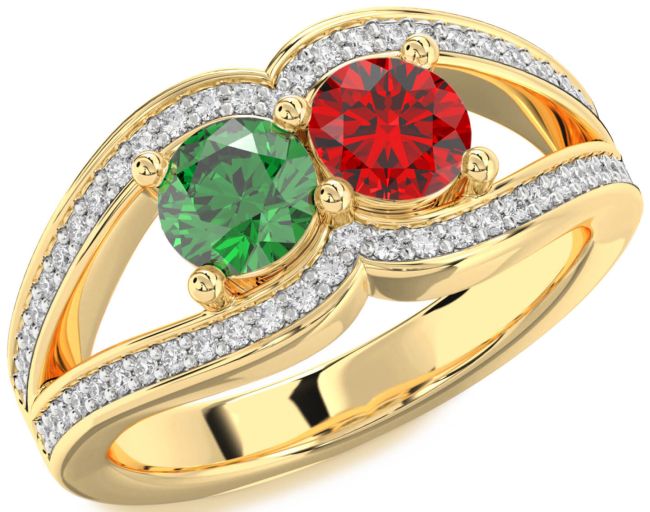 Diamond Gold Round Two Stone Promise Ring
