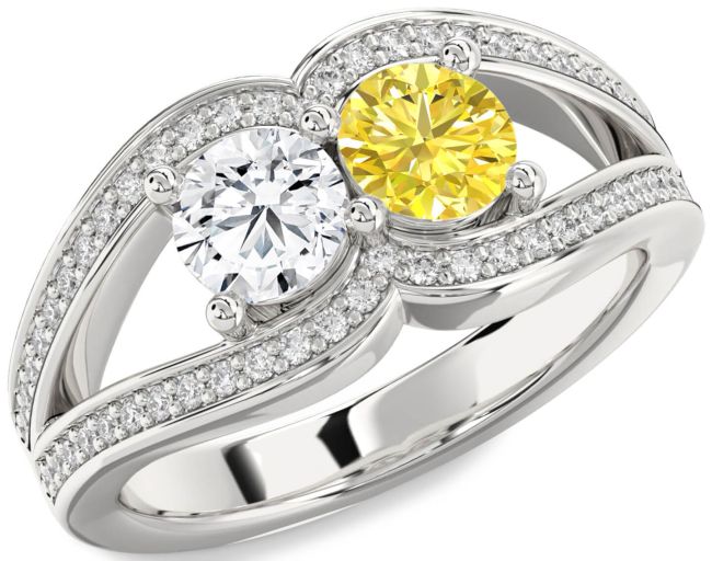 Diamond Silver Round Two Stone Promise Ring