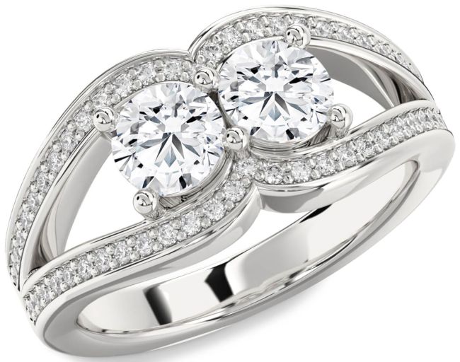 Diamond Platinum Round Two Stone Ring