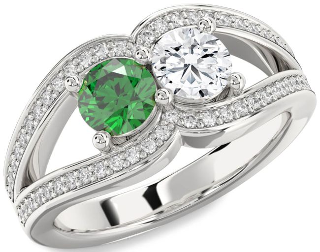 Diamond Platinum Round Two Stone Promise Ring
